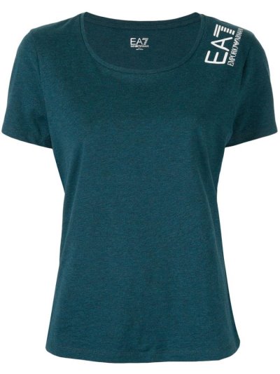 Green Women's Ea7 Emporio Armani Logo Jersey T Shirts | SPZ3FEU