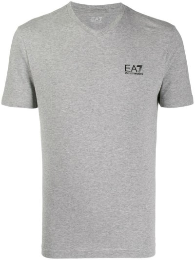 Grey Men's Ea7 Emporio Armani Logo Print Slim Fit T Shirts | RL9Q2KE