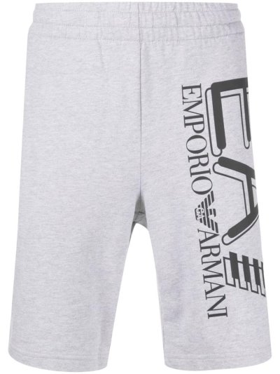 Grey Men's Ea7 Emporio Armani Logo Print Pull On Running Shorts Shorts | RYQ0357