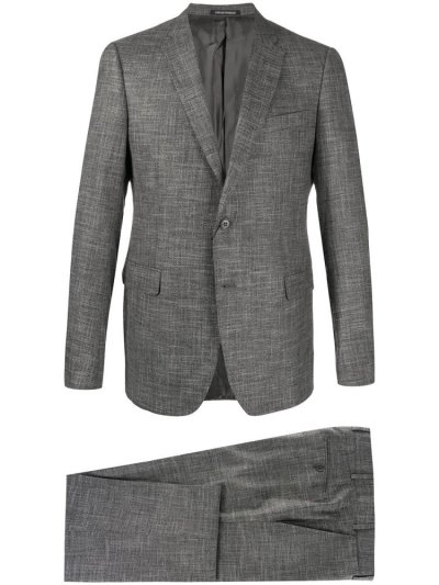 Grey Men's Armani Emporio Fitted Two Piece Suits | 4O03PG2