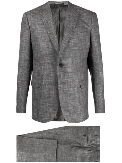 Grey Men's Armani Emporio Fitted Two Piece Suits | GEDRKRX