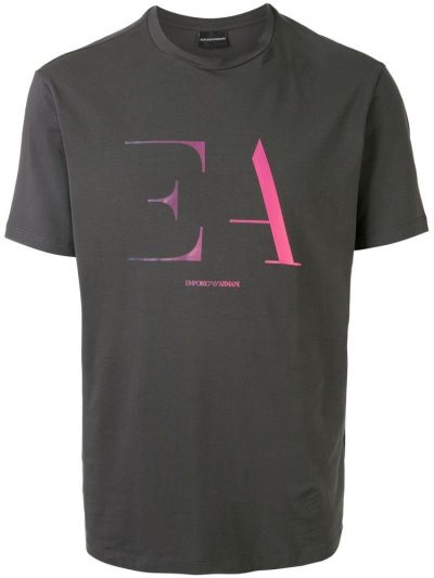 Grey Men's Armani Emporio Logo Print T Shirts | 2IAX248