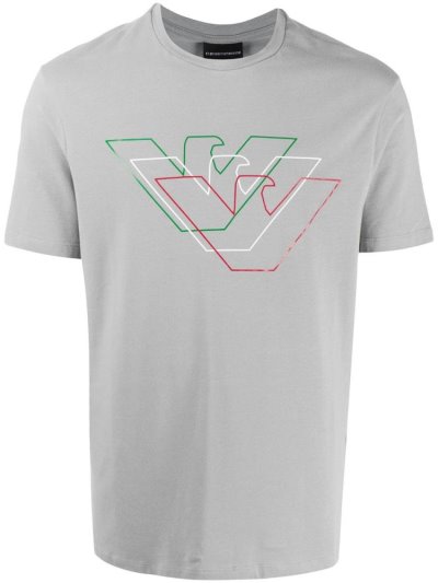 Grey Men's Armani Emporio Logo T Shirts | 0WDTTB5