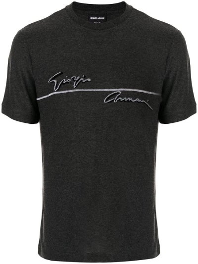 Grey Men's Giorgio Armani Logo Print T Shirts | S7TWCZH