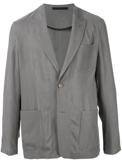 Grey Men's Giorgio Armani Ruched Effect Blazers | ZPSZPNF