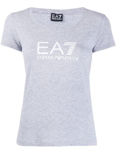 Grey Women's Ea7 Emporio Armani Fitted Logo Print T Shirts | YHH1JFH