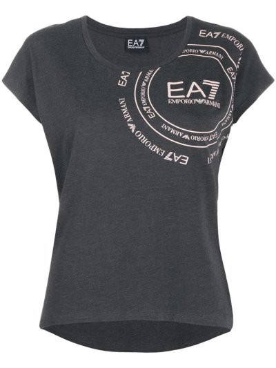 Grey Women's Ea7 Emporio Armani Logo Print T Shirts | Z6QKVPY