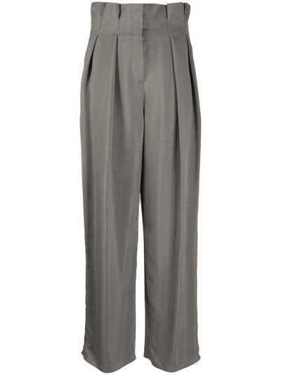 Grey Women's Armani Emporio High Rise Paperbag Pants | TLU37JA