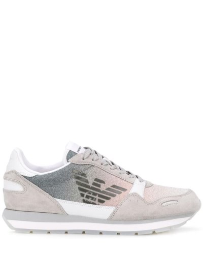 Grey Women's Armani Emporio Panelled Logo Sneakers | ZD9N66M