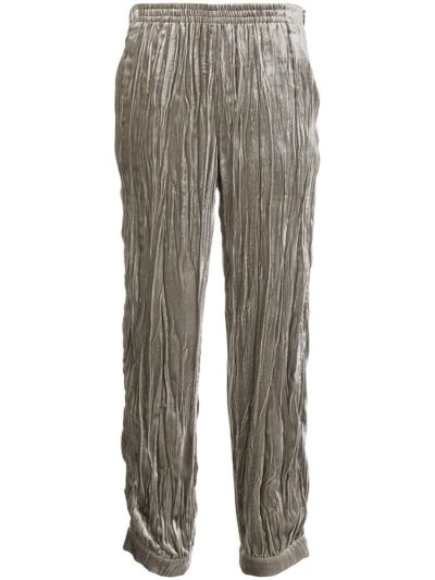 Grey Women's Armani Emporio Pleated Tapered Pants | 0WTXUXI