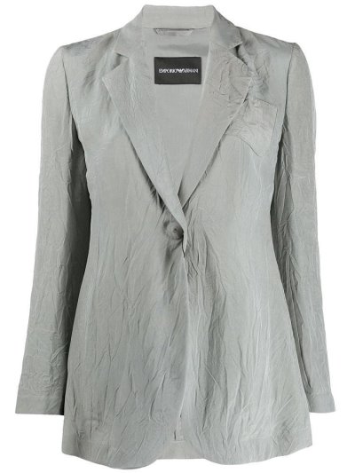 Grey Women's Armani Emporio Wrinkle Effect Blazers | T6TD8Y6