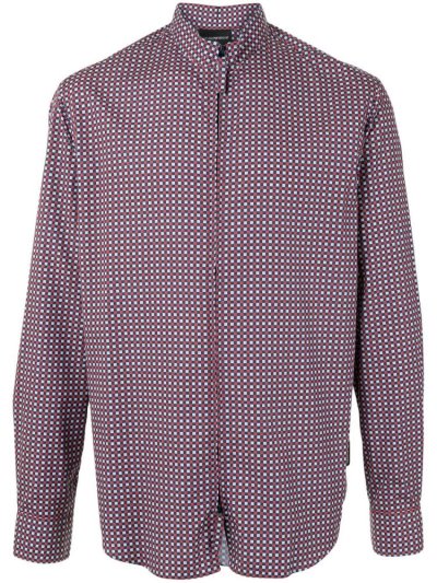 Multicolor Men's Armani Emporio Check Print Zipped Shirts | 1WMJP5W