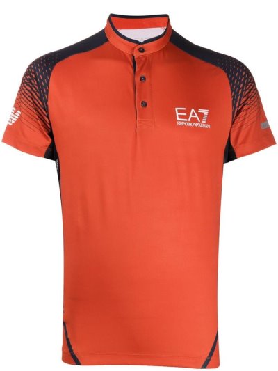 Orange Men's Ea7 Emporio Armani Band Collar Polo Shirts | LY24E2U