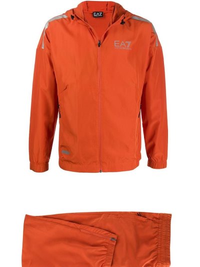 Orange Men's Ea7 Emporio Armani Zipped Hooded Jackets | RLFLJWT