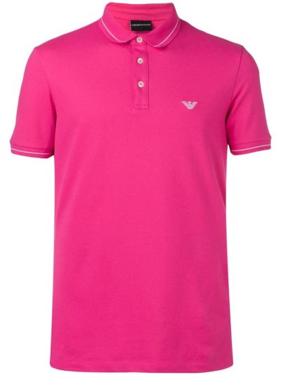 Pink Men's Armani Emporio Logo Polo Shirts | 3S0U1RQ