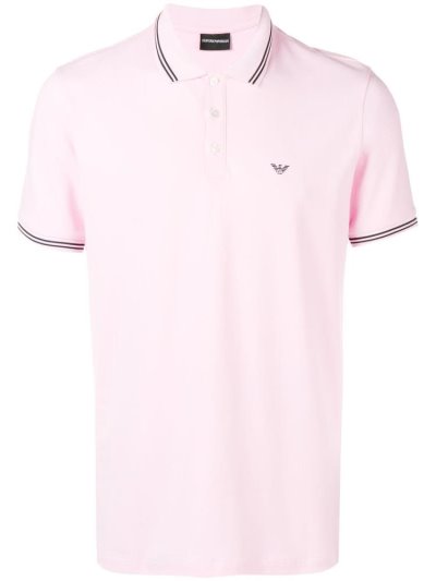 Pink Men's Armani Emporio Short Sleeve Polo Shirts | HS8TLXB