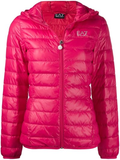 Pink Women's Ea7 Emporio Armani Hooded Padded Jacket Jackets | 5LV9CF7