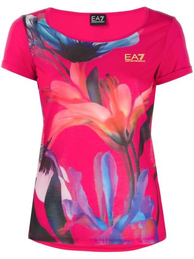 Pink Women's Ea7 Emporio Armani Logo T Shirts | 42NRPUT