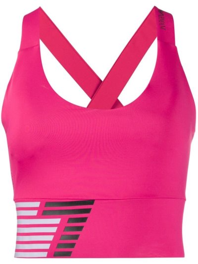 Pink Women's Ea7 Emporio Armani Logo Cross Back Sports Bra T Shirts | E38DASY