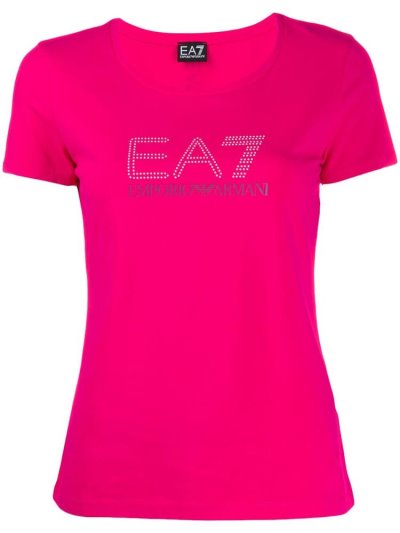 Pink Women's Ea7 Emporio Armani Short Sleeve Logo T Shirts | 0C8UJ5F