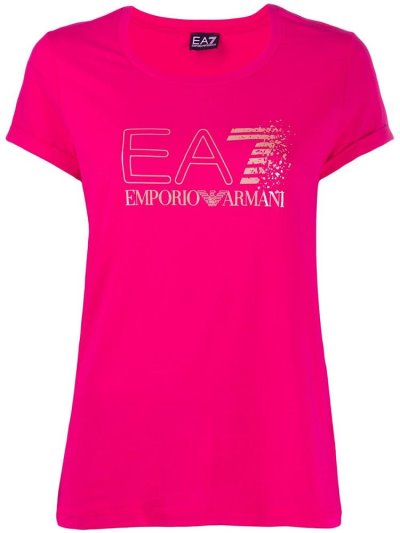 Pink Women's Ea7 Emporio Armani Short Sleeve Logo T Shirts | 6C48ZGT