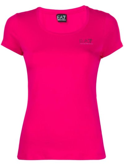 Pink Women's Ea7 Emporio Armani Scoop Neck T Shirts | GC7TQGM