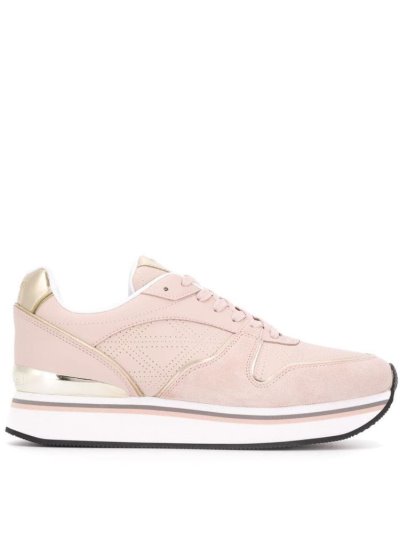 Pink Women's Armani Emporio Lace Up Sneakers | GU8O2S5