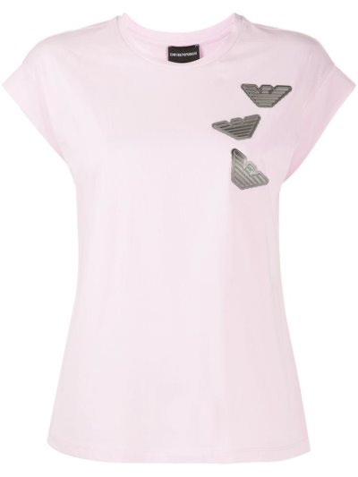 Pink Women's Armani Emporio Logo T Shirts | PUMTSFG