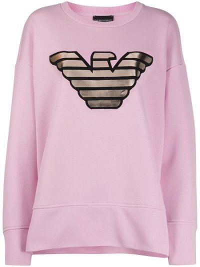 Pink Women's Armani Emporio Metallic Logo Print Sweatshirts | HK3ZRQ5