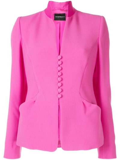 Pink Women's Armani Emporio Standing Collar Blazers | PYIRA3E