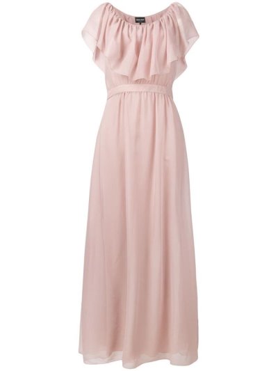 Pink Women's Giorgio Armani Ruffle Maxi Dress | FETHMW5