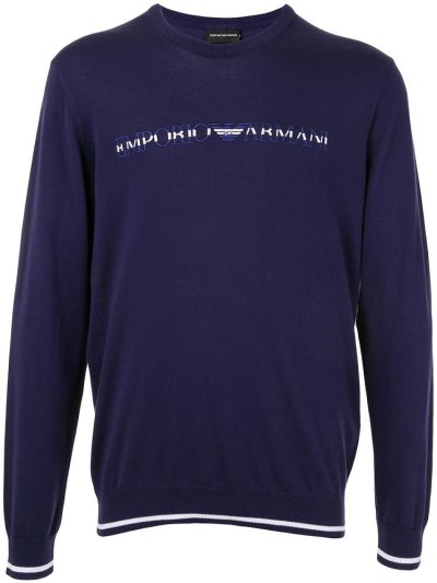 Purple Men's Armani Emporio Logo Print Sweatshirts | 2J9Z28C