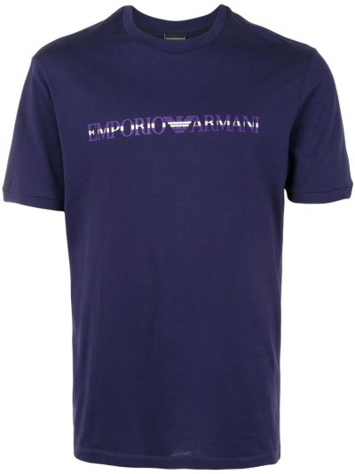 Purple Men's Armani Emporio Logo Print T Shirts | YF192CV