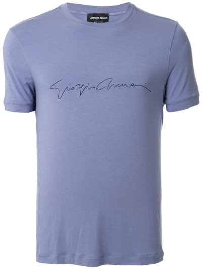 Purple Men's Giorgio Armani Logo T Shirts | F2I9KFT