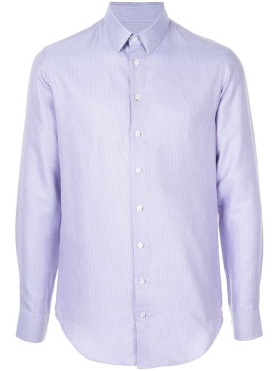 Purple Men's Giorgio Armani Small Pattern Shirts | R8LYYYV