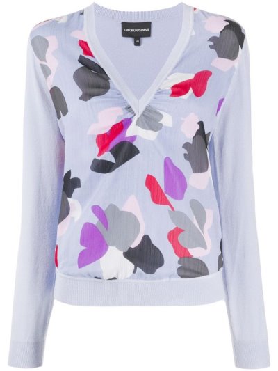 Purple Women's Armani Emporio Abstract Printed Sweatshirts | IY2L7TI