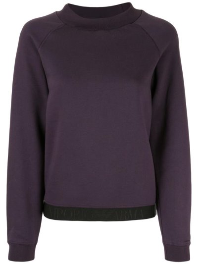 Purple Women's Armani Emporio Logo Trim Sweatshirts | URLQOYJ