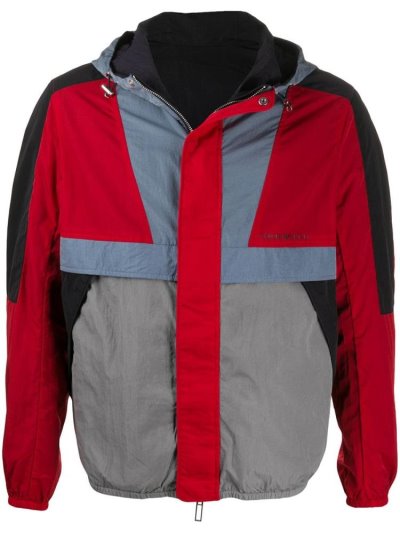 Red / Blue Men's Armani Emporio Hooded Panelled Jackets | T063JZ0