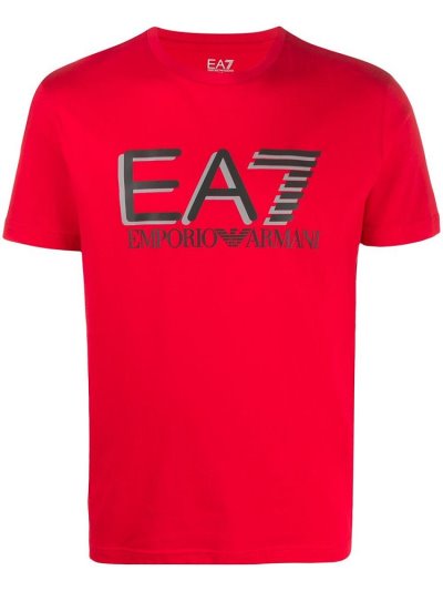 Red Men's Ea7 Emporio Armani Branded T Shirts | 2FGM147