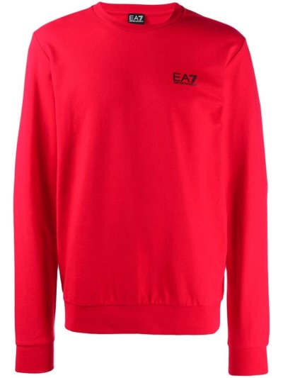 Red Men's Ea7 Emporio Armani Printed Logo Sweatshirts | VLWV47D