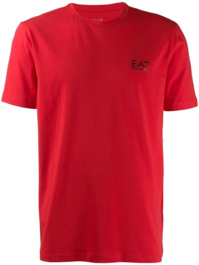 Red Men's Ea7 Emporio Armani Printed Logo T Shirts | XI3W9Y4