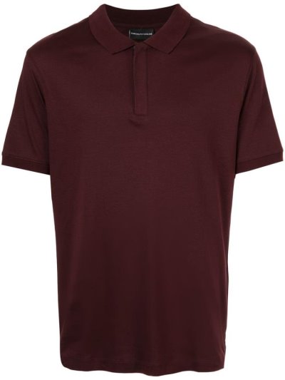 Red Men's Armani Emporio Concealed Front Polo Shirts | HRPJGFT