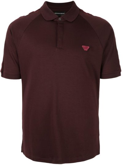 Red Men's Armani Emporio Logo Patch Textured Polo Shirts | T767T61