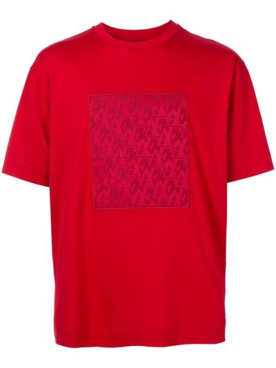 Red Men's Armani Emporio Logo Print T Shirts | BRY1XNY