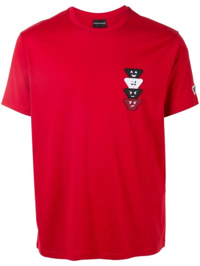 Red Men's Armani Emporio Logo Print T Shirts | W7EW83V