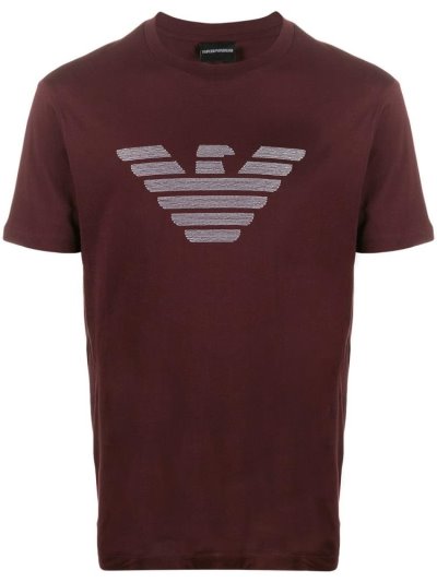 Red Men's Armani Emporio Printed Logo T Shirts | VKJJWRV