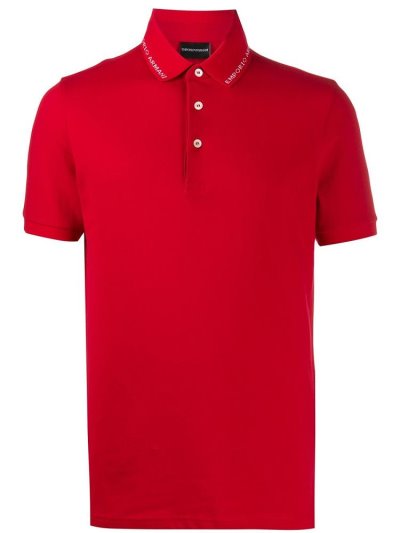 Red Men's Armani Emporio Short Sleeve Polo Shirts | 3CA29AD