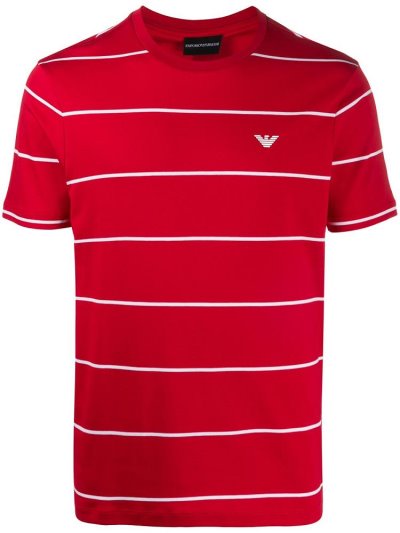 Red Men's Armani Emporio Woven Stripe T Shirts | ZFSHVED