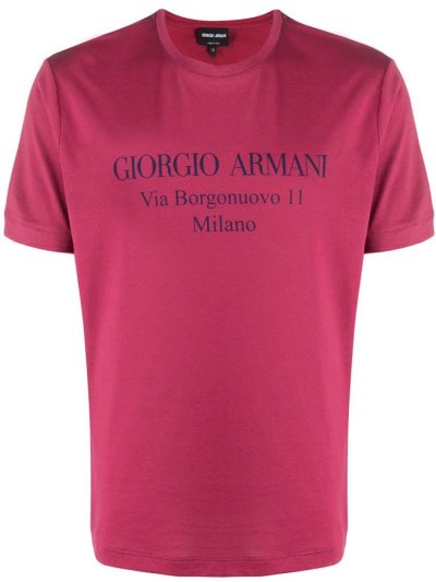 Red Men's Giorgio Armani Logo Print T Shirts | XR6E2CU