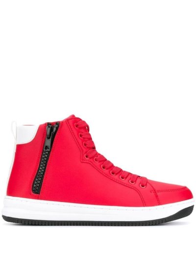 Red Women's Ea7 Emporio Armani Hi Top Sneakers | 1K1XAB4